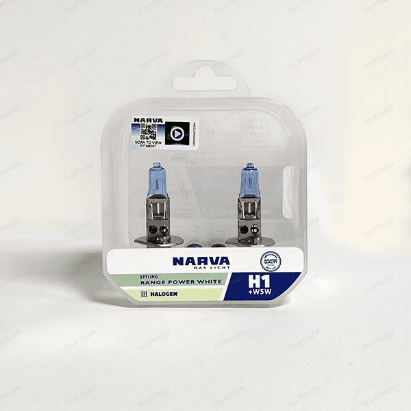 Лампа H1 12V 85W NARVA RANGE POWER WHITE 4300K (2 лампы в боксе + 2 шт. W5W)