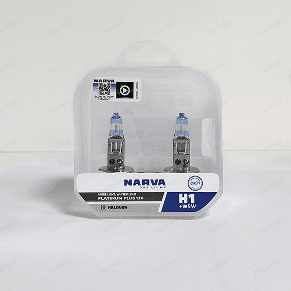 Лампа H1 12V 55W NARVA PLATINUM PLUS 130 3750K (2 лампы в боксе + 2 шт. W5W)