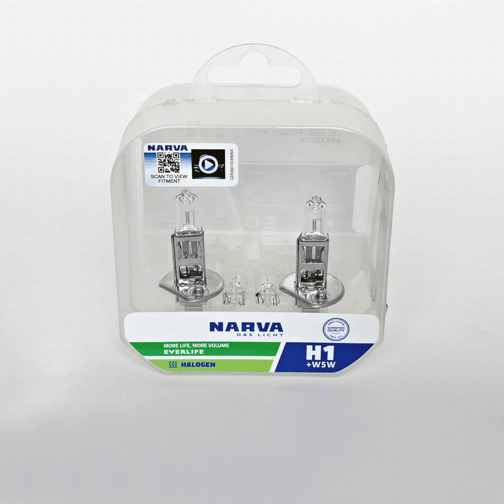 Лампа H1 12V 55W NARVA EVERLIFE 3200K (2 лампы в боксе + 2 шт. W5W)