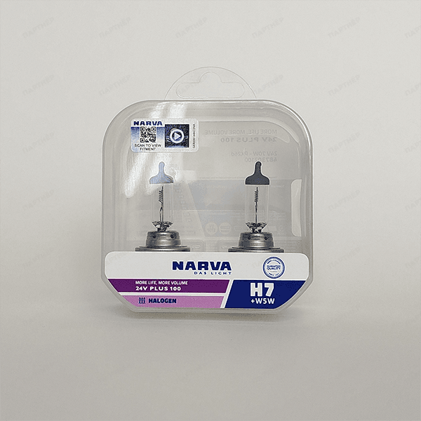Лампа H7 24V 70W NARVA 24V PLUS 100 3200K (2 лампы в боксе + 2 шт. W5W)